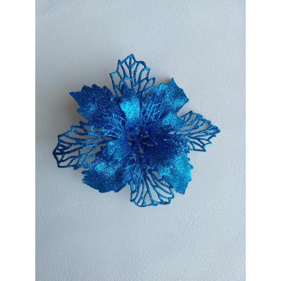 Цветы в глиттере 16 см цв. синий, цена за 1 шт